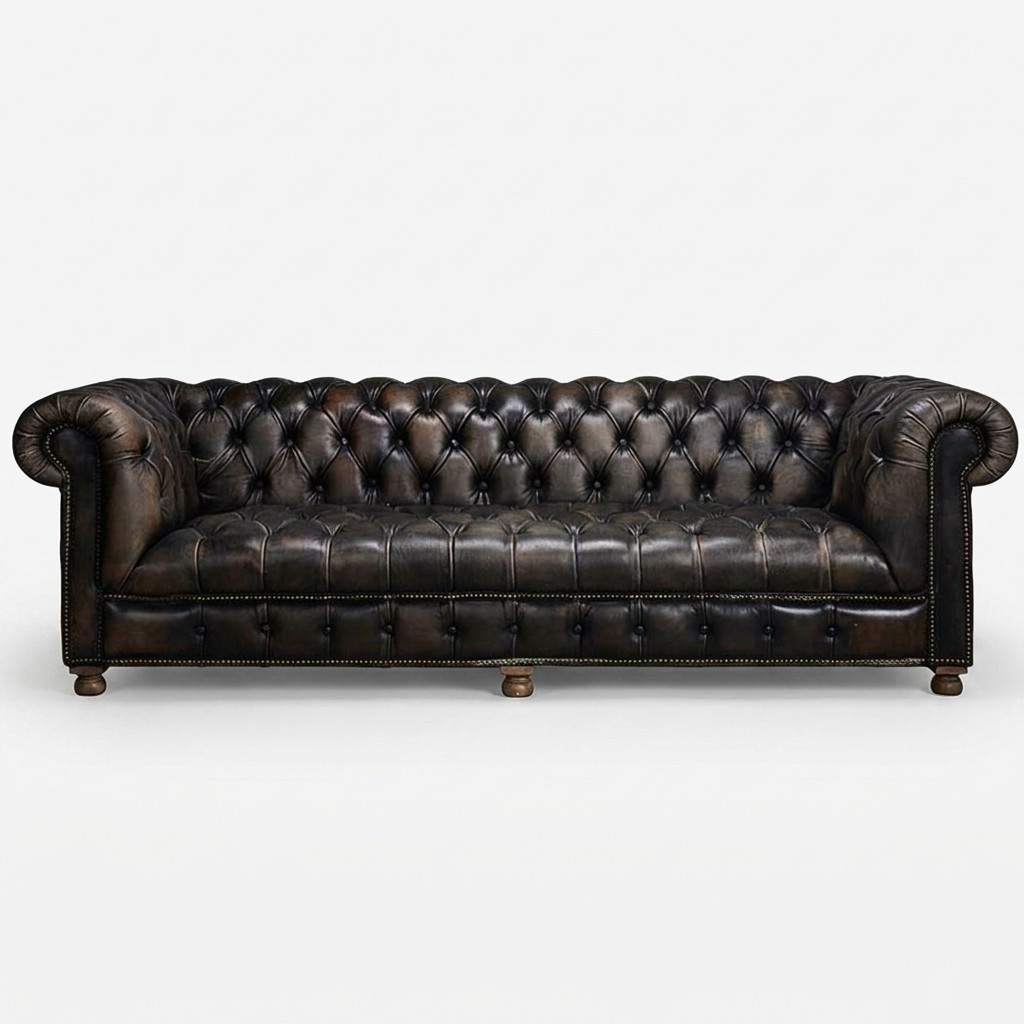 Klassische Chesterfield Couch Schwarz Englische Wohnzimmer Couchen