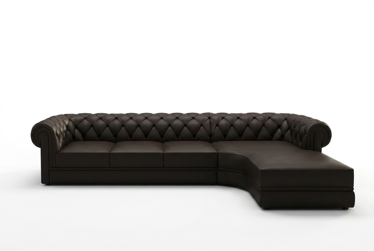Klassische Chesterfield Polster Sitz Eck Leder Garnitur Wohnlandschaft Neu