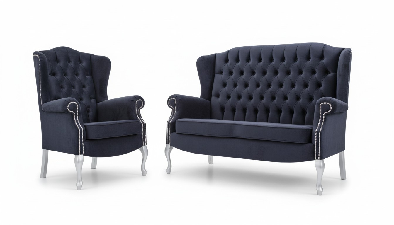 Klassische Chesterfield Sofagarnitur 3+1 Sitzer Sofa Couch Polster Samt