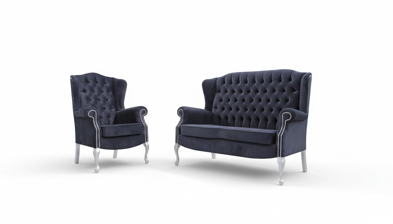 Klassische Chesterfield Sofagarnitur 3+2 Sitzer Sofa Couch Polster Samt