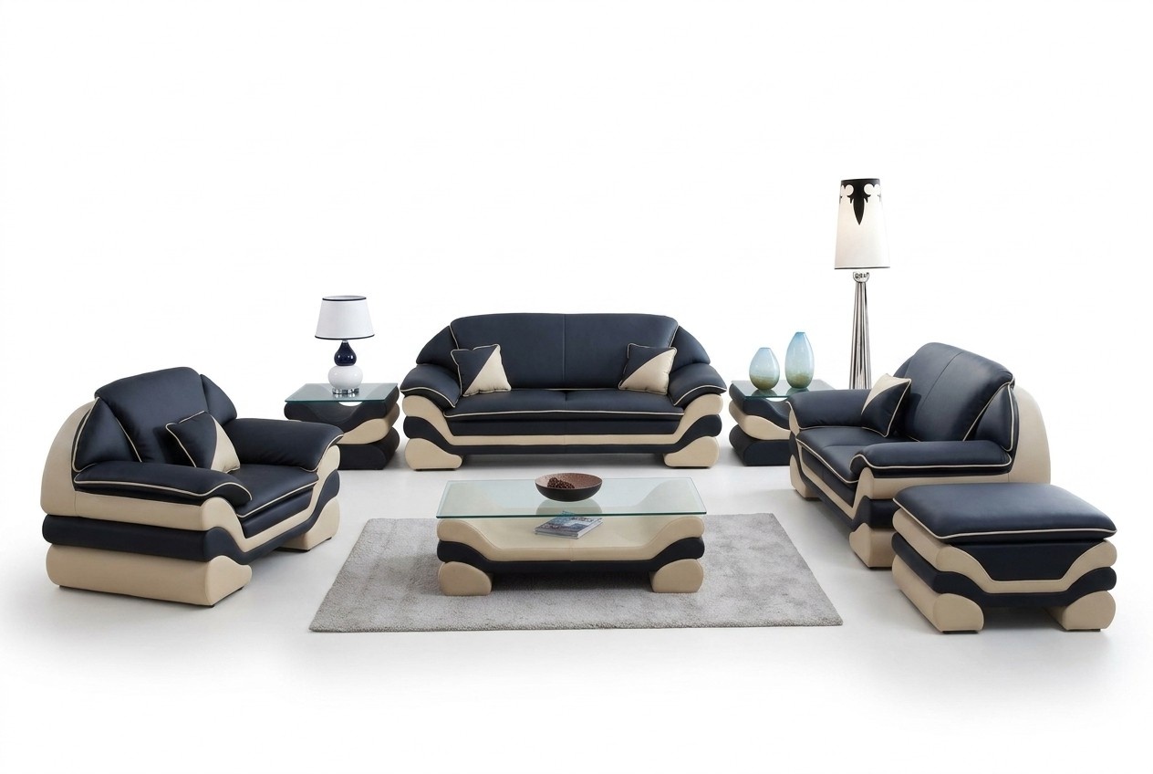 Klassische Couch Polster Sofagarnitur 3+2+1 Komplett Set Leder Sofas
