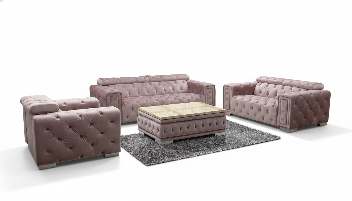Klassische Design Couch Chesterfield 3+1 Sitzer Couch Sitz Polster Garnitur Neu