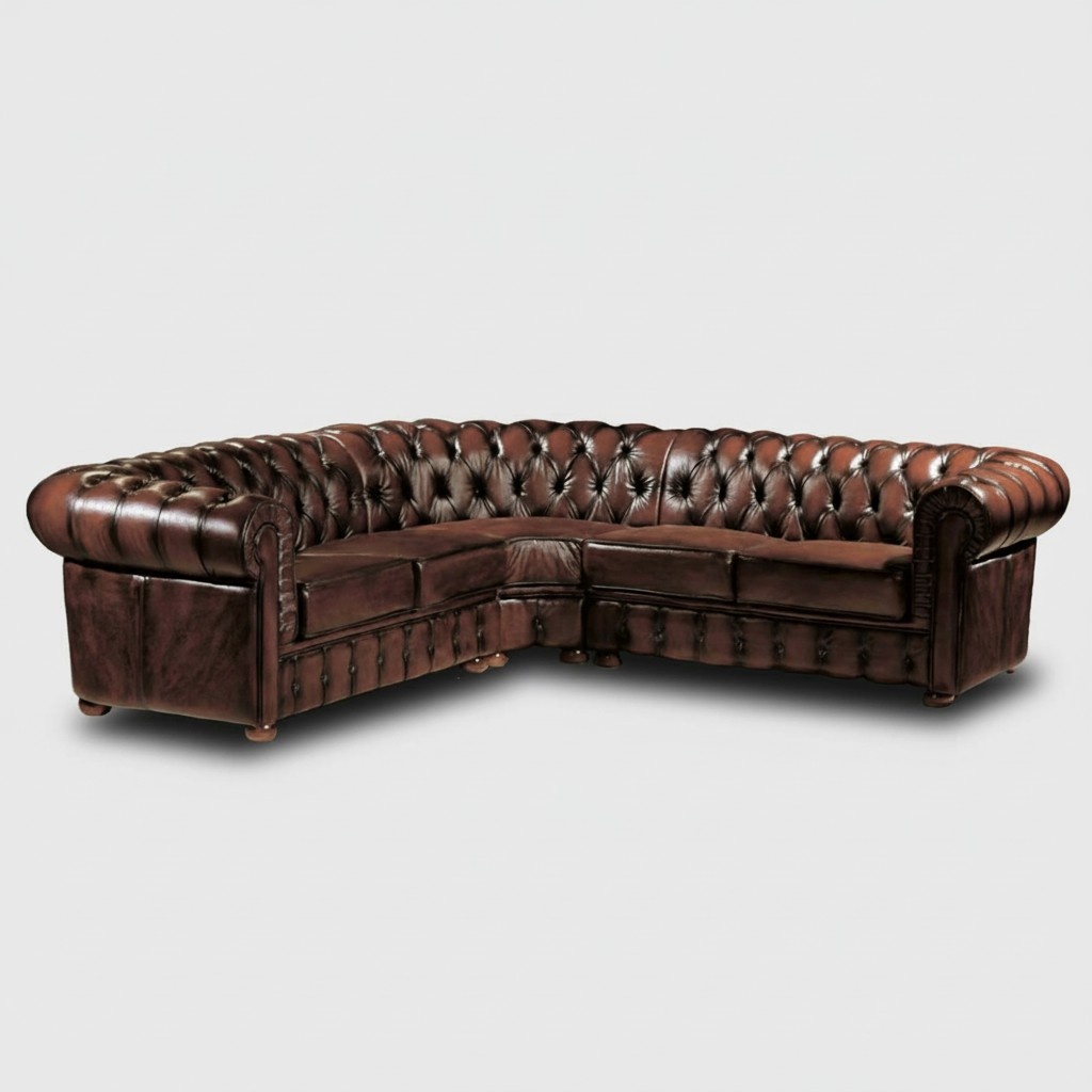 Klassische Ecksofa Ledersofa Polster Eck Sofa Couch Ecke Garnitur Braune
