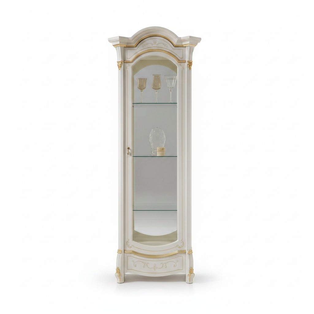 Klassische Eckvitrine Eckschrank Glas Holz Vitrine Möbel Glas Schrank Vitrine