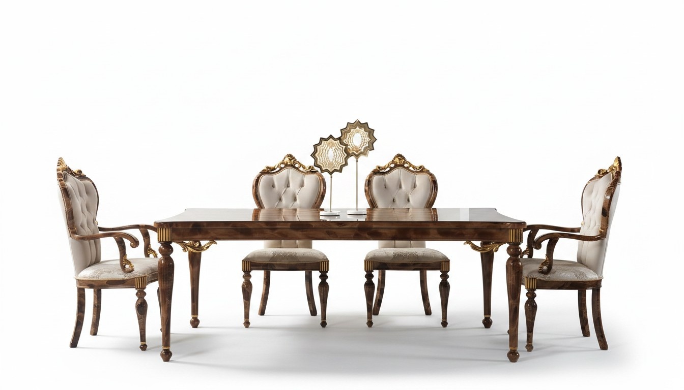 Klassische Essgruppe Essecke Esszimmer Esstisch Holz Set 7tlg Braun tisch