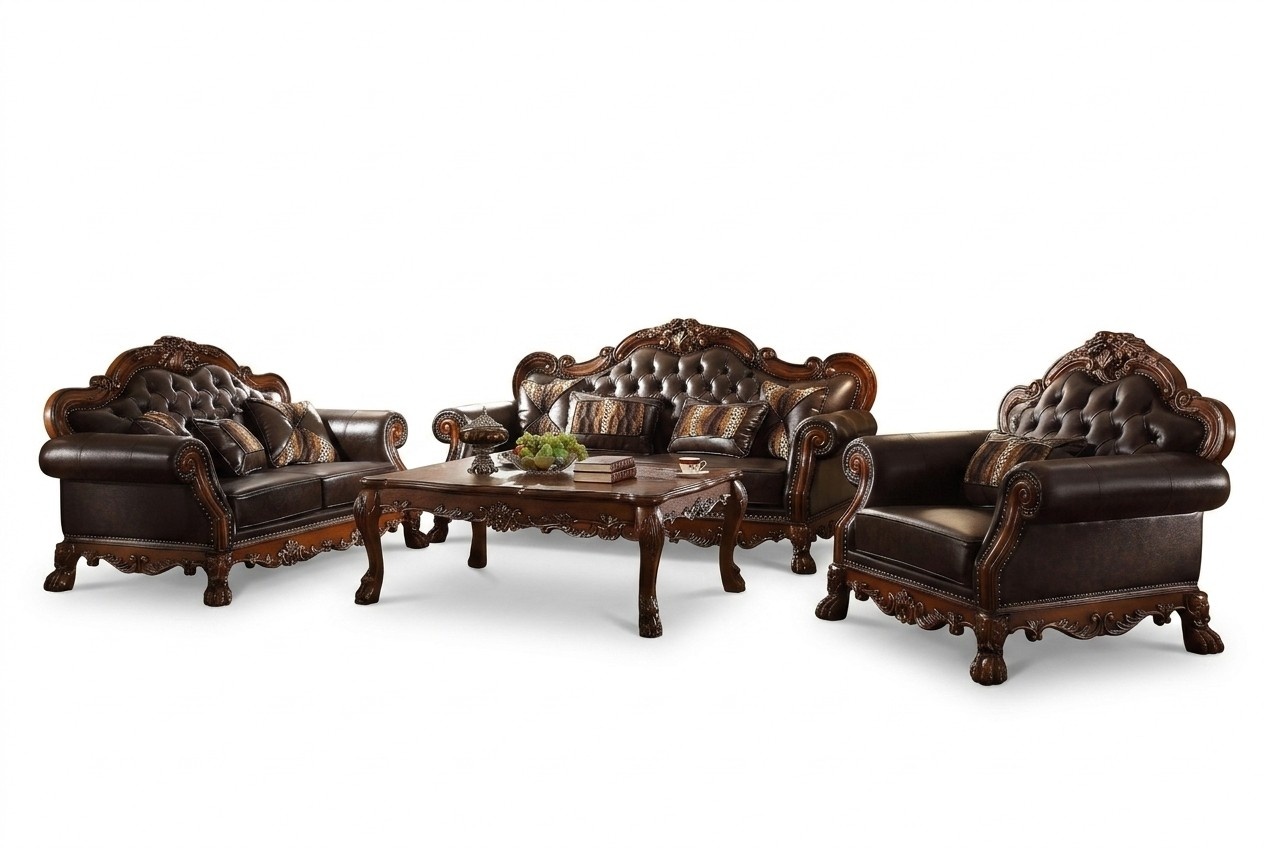 Klassische Garnitur 3+2+1 Sitzer Sofagarnitur Couch Sofa Leder Sofa Polster neu