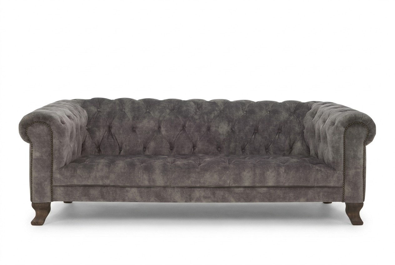 Couch Grau Chesterfield Büro Sofa Emfpangs Couchen Leder Textil Neu