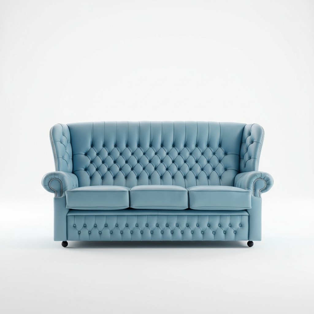 Klassische Leder Sofa Couch Polster 3 Sitzer Leder Sofas Couchen Blaue