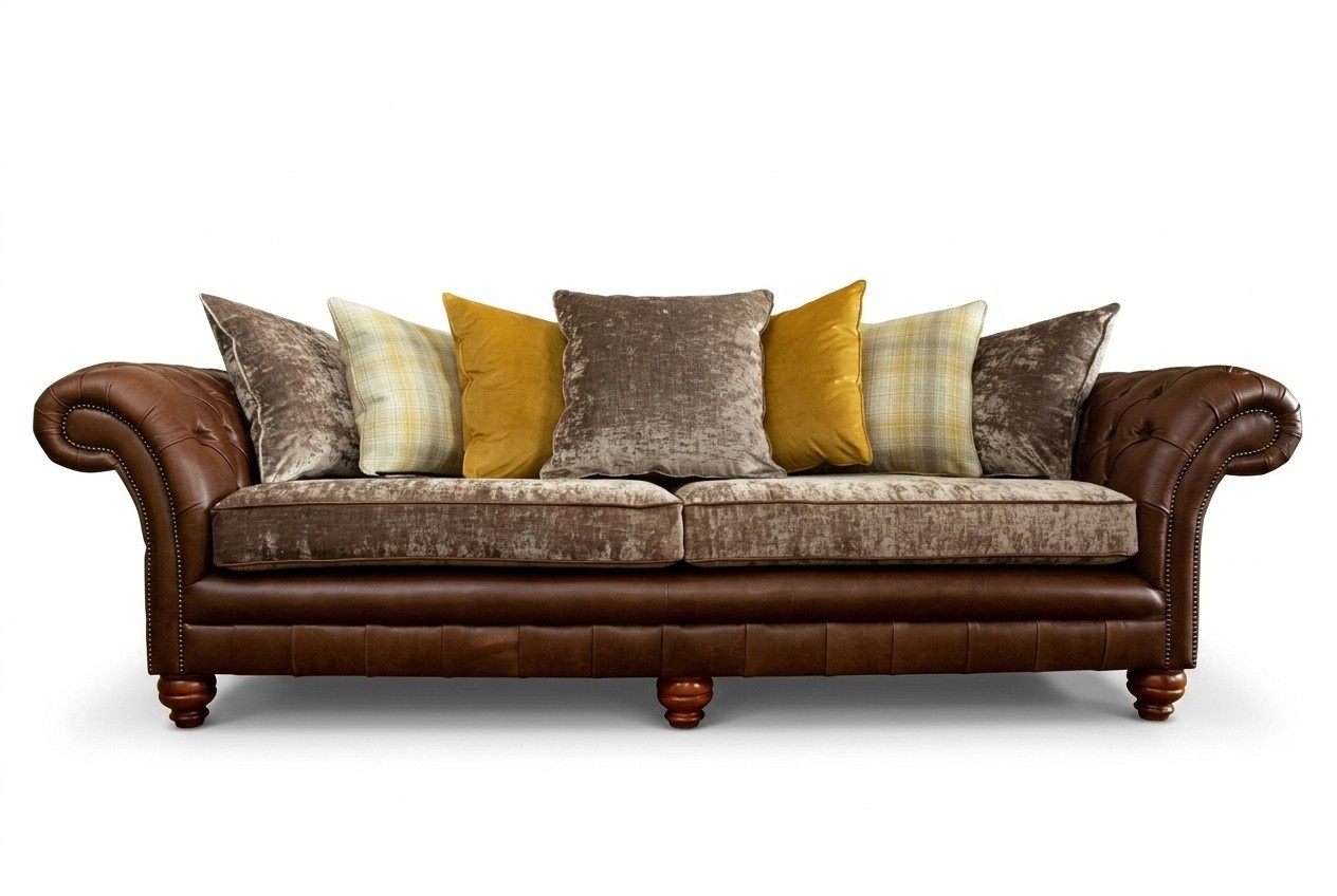 Klassische Luxus Barock Rokoko Sofa Couch Chesterfield Sofa Textil Leder