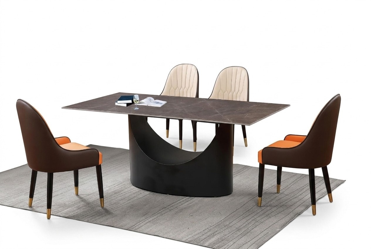 Klassische Luxus Esszimmer Möbel Essgarnitur Lehnstuhl Tisch Gruppe 5tlg. Set.