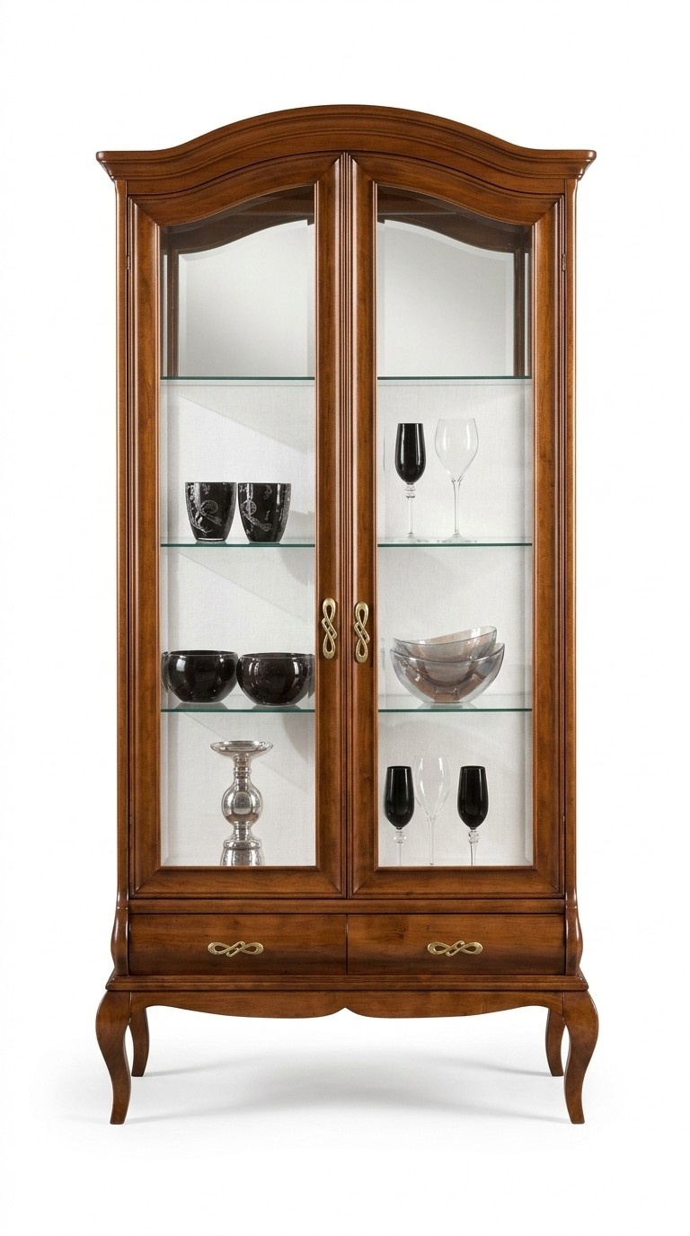 Klassische Möbel Holz Braun Vitrine Schicke Vitrineschrank Italienische Möbel