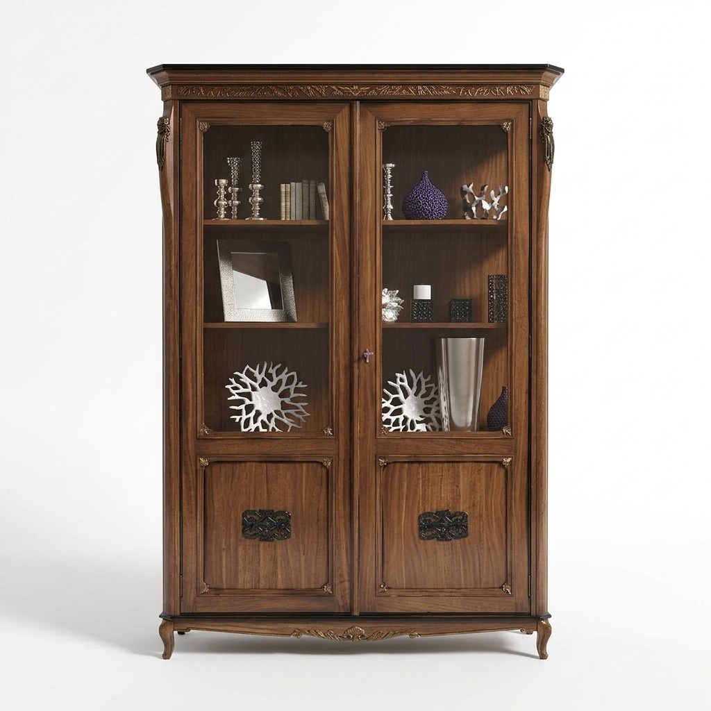 Klassische Möbel Italienische Möbel Holz Braun Vitrine Schicke Vitrineschrank