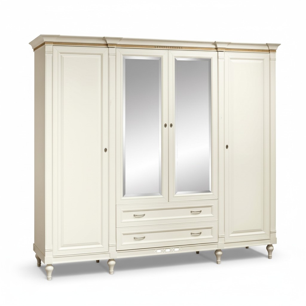 Klassische Schränke Schrank Schrankwand 4 Türen Holz Möbel Schlafzimmer 238cm