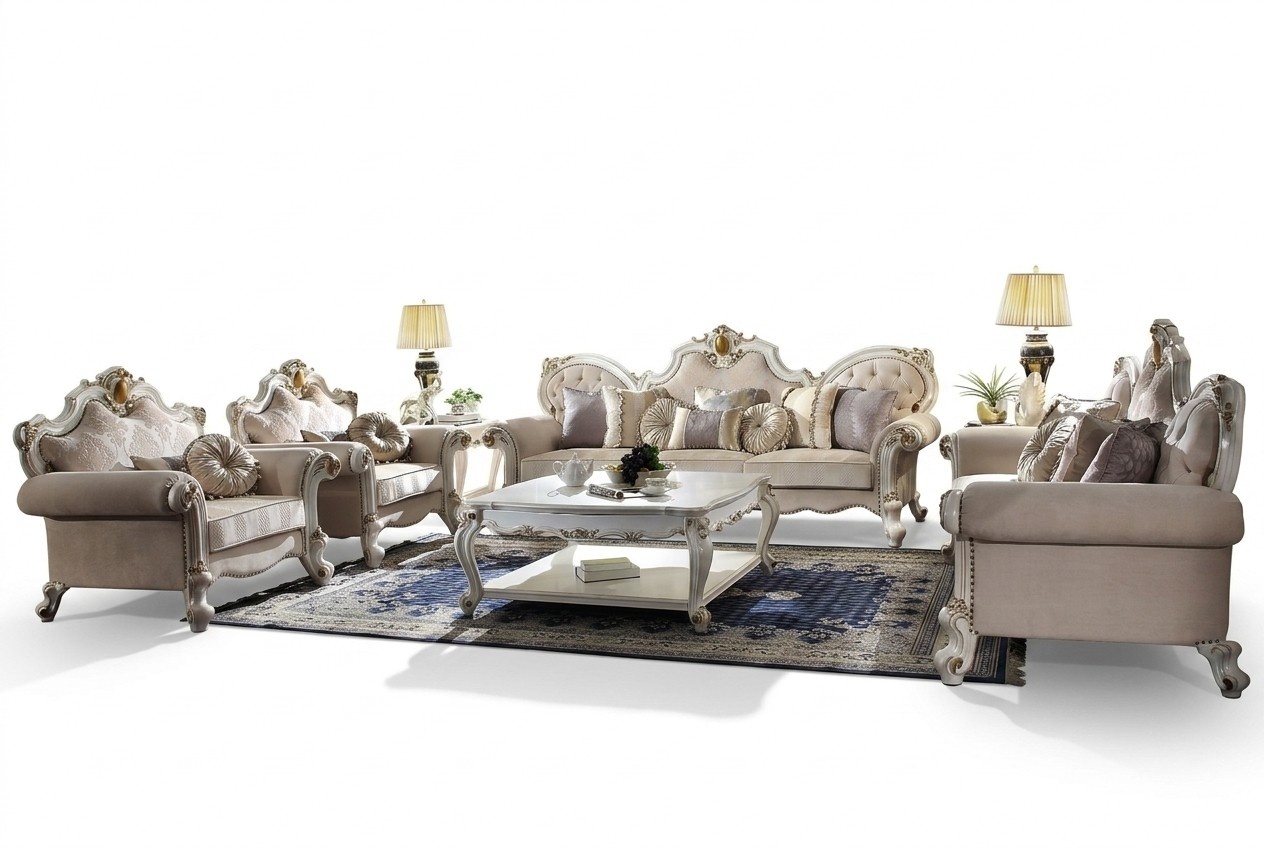 Klassische Sofagarnitur 5tlg. Set Sofa 3+2+1+1 Sitzer Couchtisch Couch Barock
