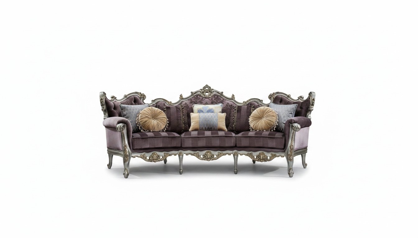 Klassische Viersitzer Wohnzimmer Couch Textil Barock Rokoko Luxus Sofa Sofas neu
