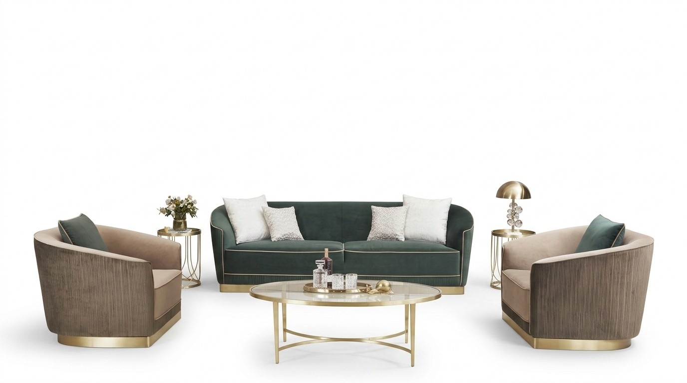 Klassische Wohnzimmer Sofagarnitur Couch Sitzgruppe Polstergruppen Sofa Set 411