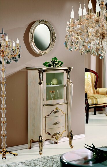 Möbel Klassischer Kommode Holz Glas Vitrine Kommodenschrank Designer Schrank Neu