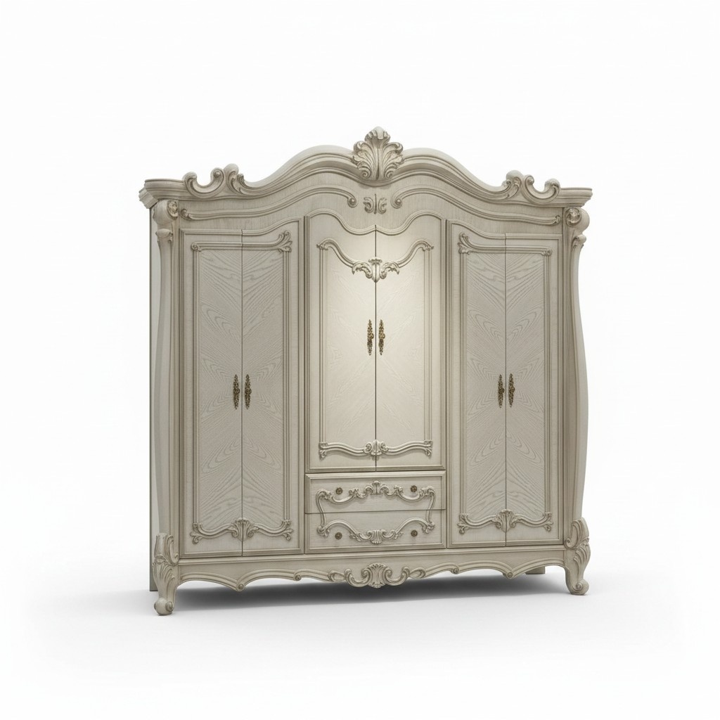 Klassischer Antik Stil Kleiderschrank Schrank Holz Garderobe Schlafzimmer Barock