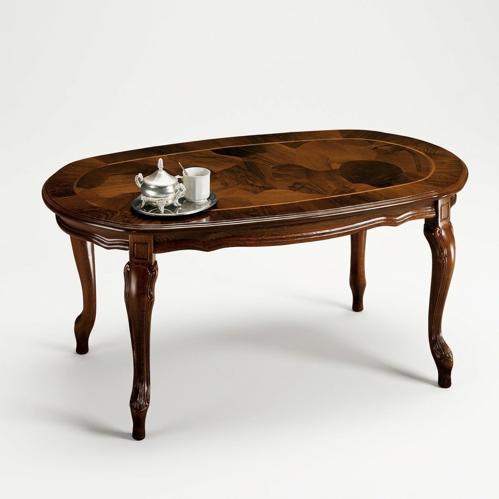 Klassischer Couchtisch Tisch Wohnzimmer Tische Barock Holz Couchtische Massiv