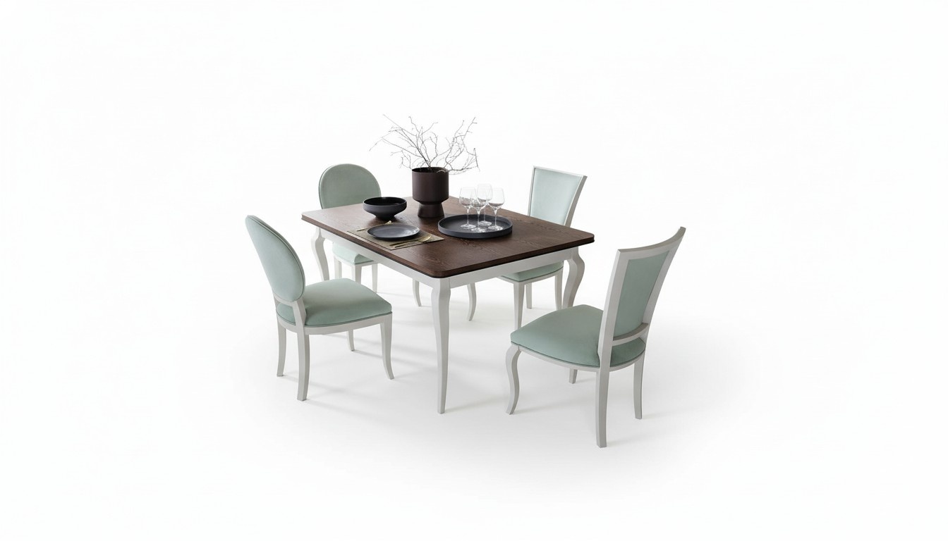 Klassischer Esstisch Tisch Holz Esszimmer Garnitur 4x Stuhl Set Stühle 5 tlg.Set