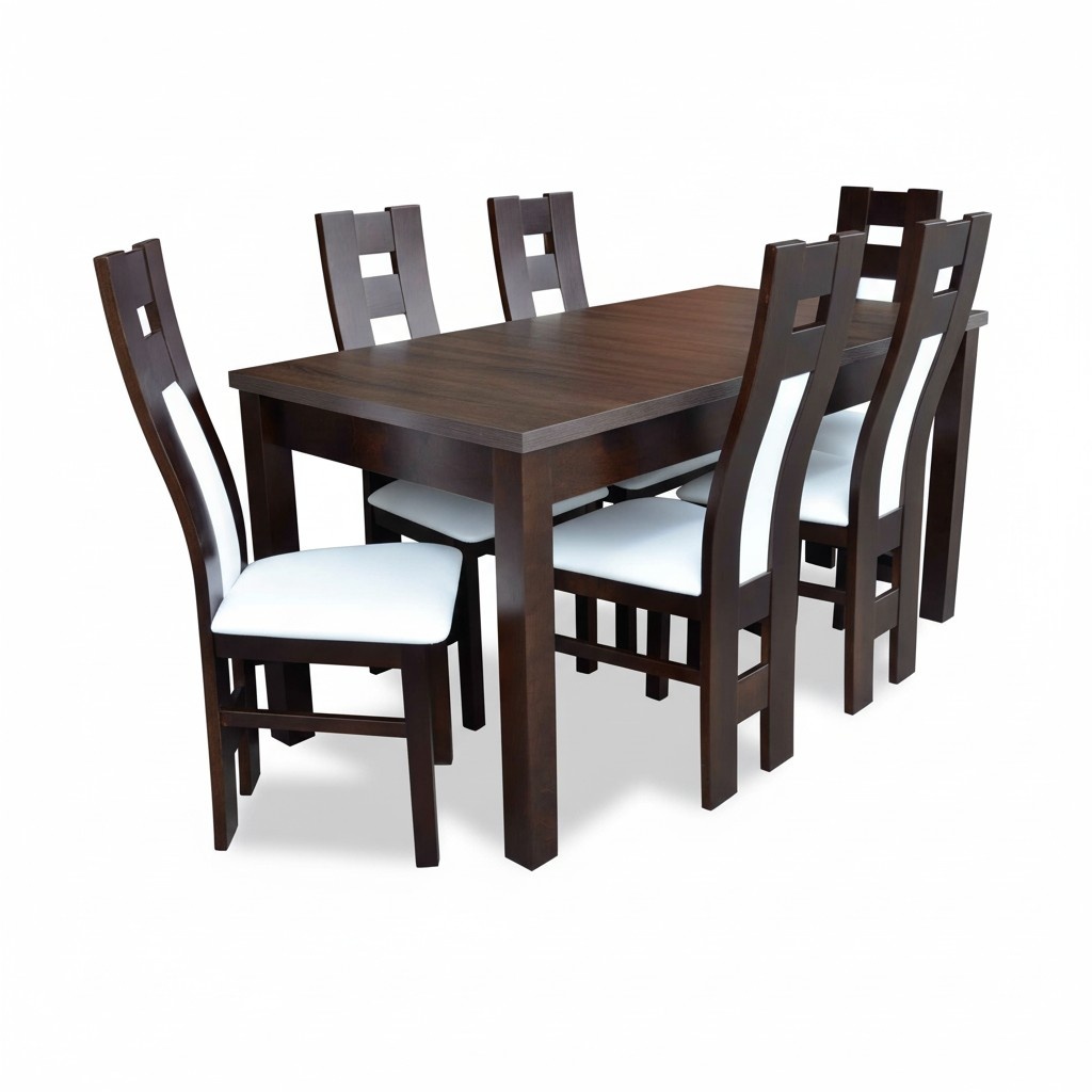 Klassischer Esstisch Tisch Holz Esszimmer Garnitur 6x Stühle Set Braun