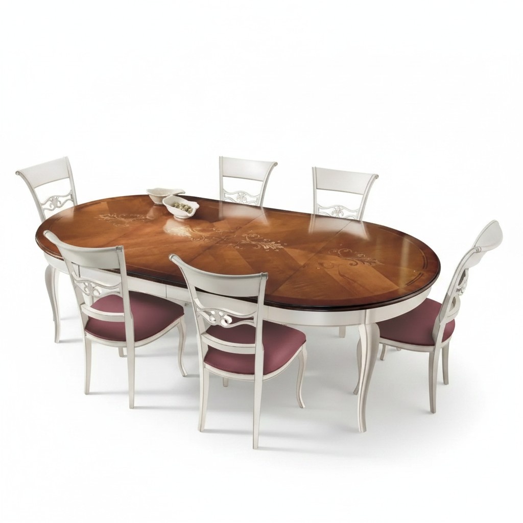 Klassischer Esstisch Tisch Holz Esszimmer Garnitur 4x Stühle Set Weiß