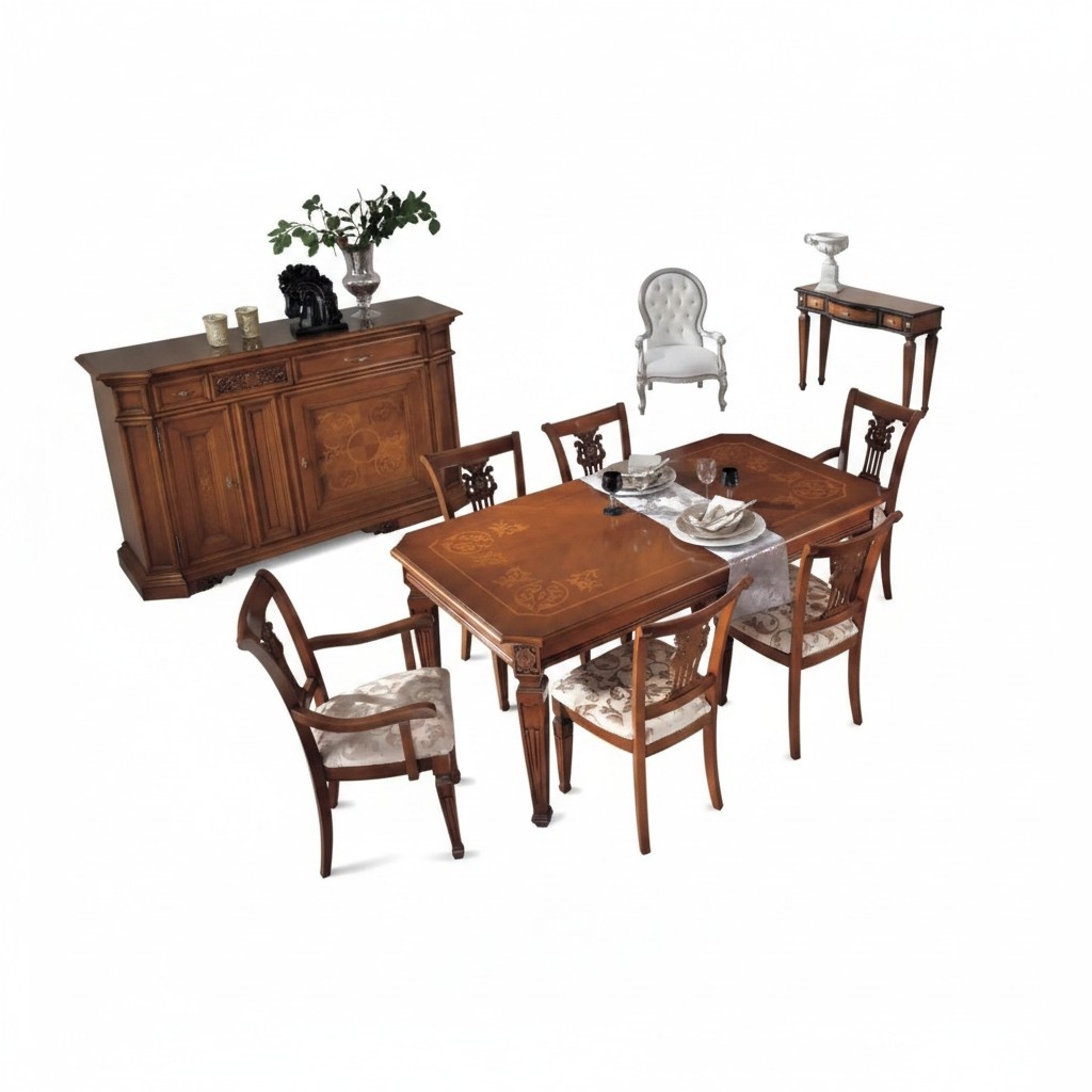Klassischer Esstisch Tisch Holz Esszimmer Garnitur Braun Tische Neu