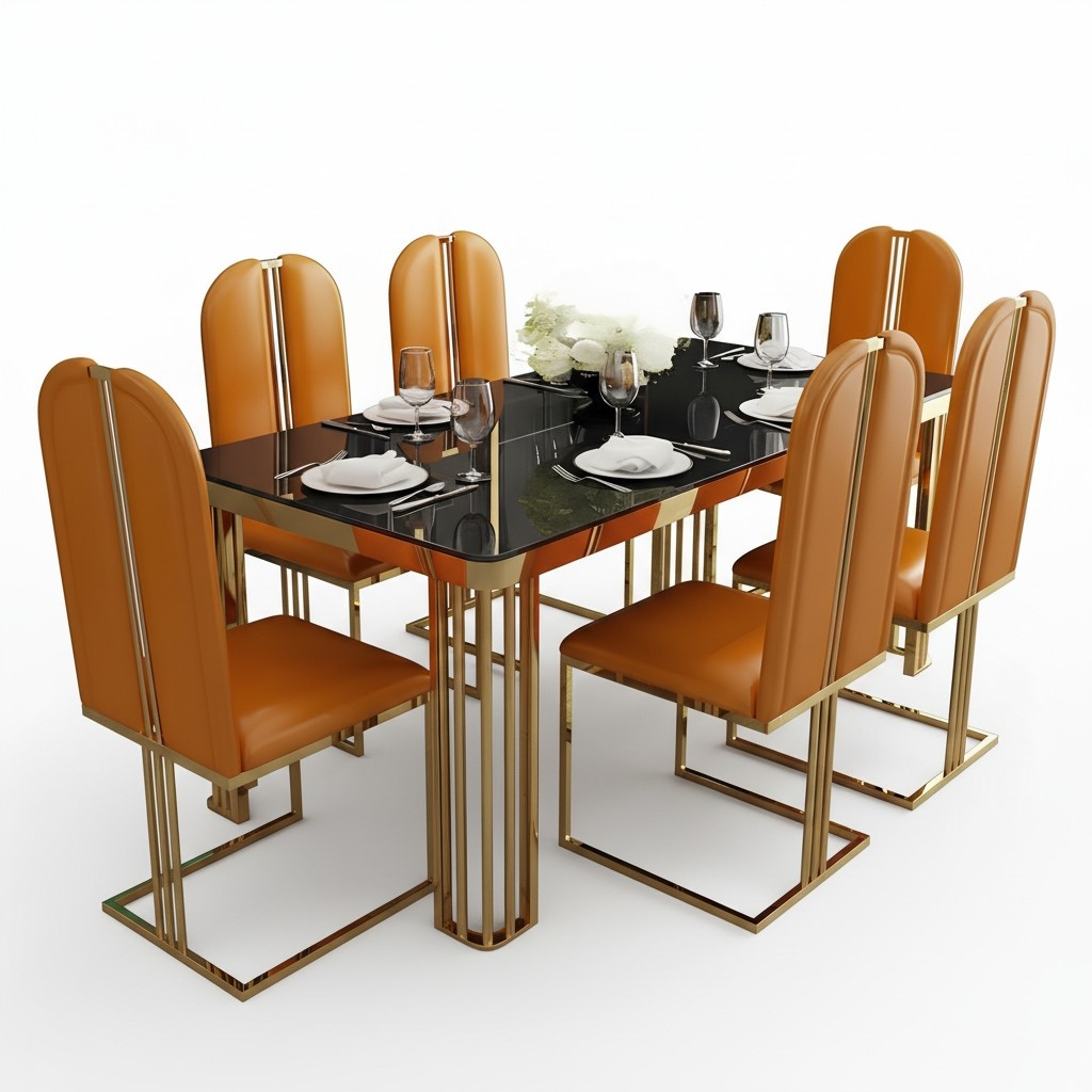 Klassischer Esszimmer Set 9 tlg. Esstisch 8x Stühle Vitrine Wohnzimmer Gruppe