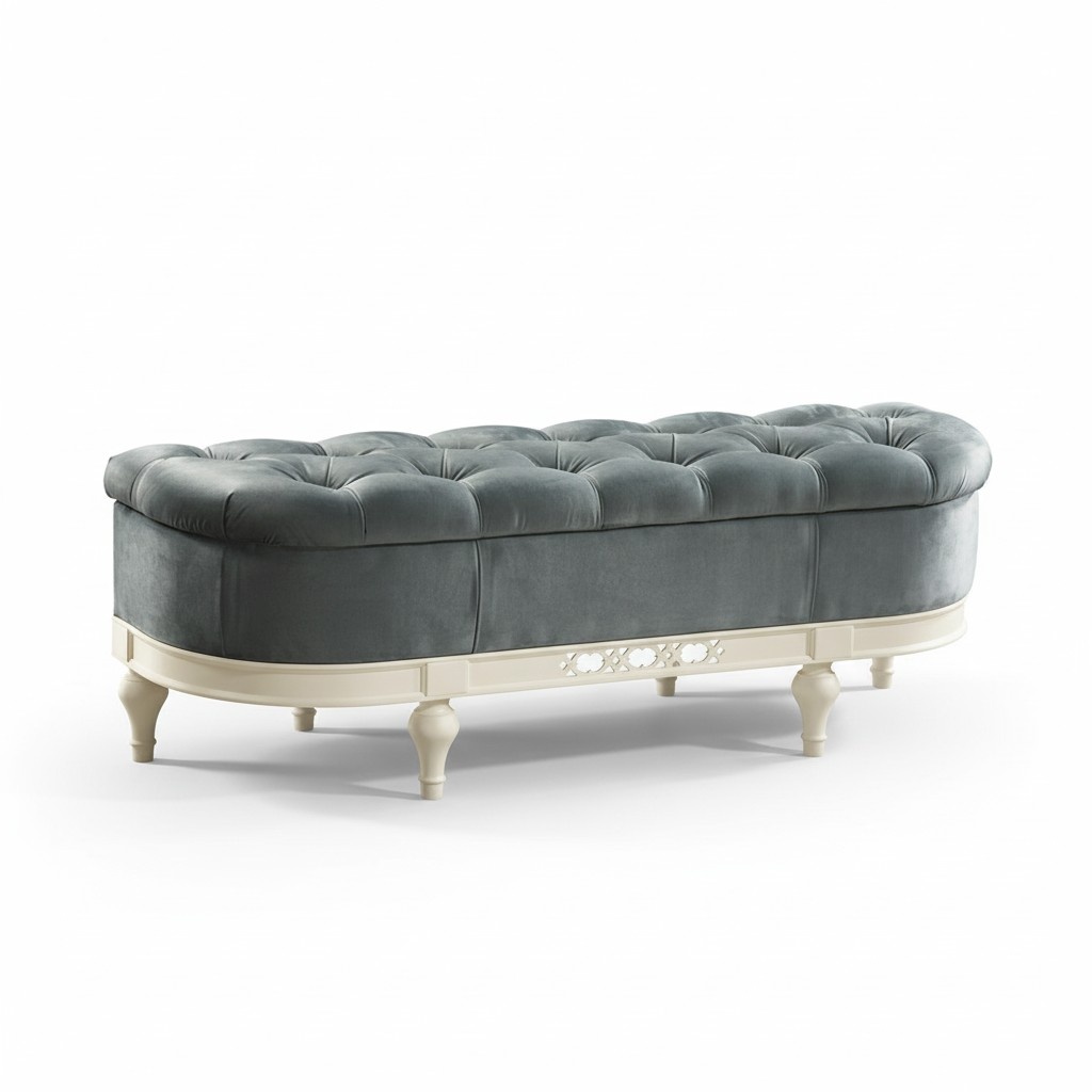 KLASSISCHER HOCKER RETRO RUSTIKAL FUßHOCKER OTTOMANE SITZBANK BANK - FL-P1A