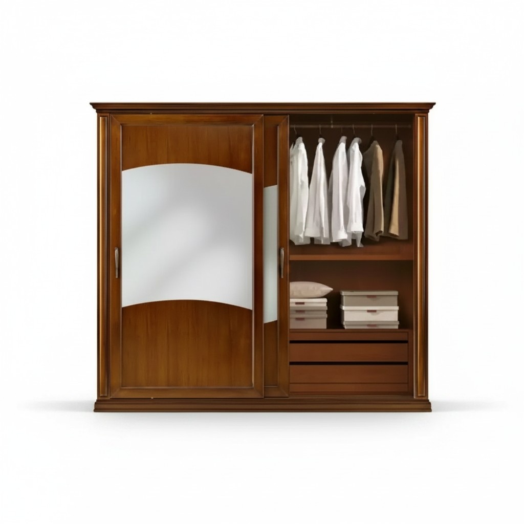 Klassischer Kleiderschrank Braun Schrank Holz Garderobe Luxus Möbel