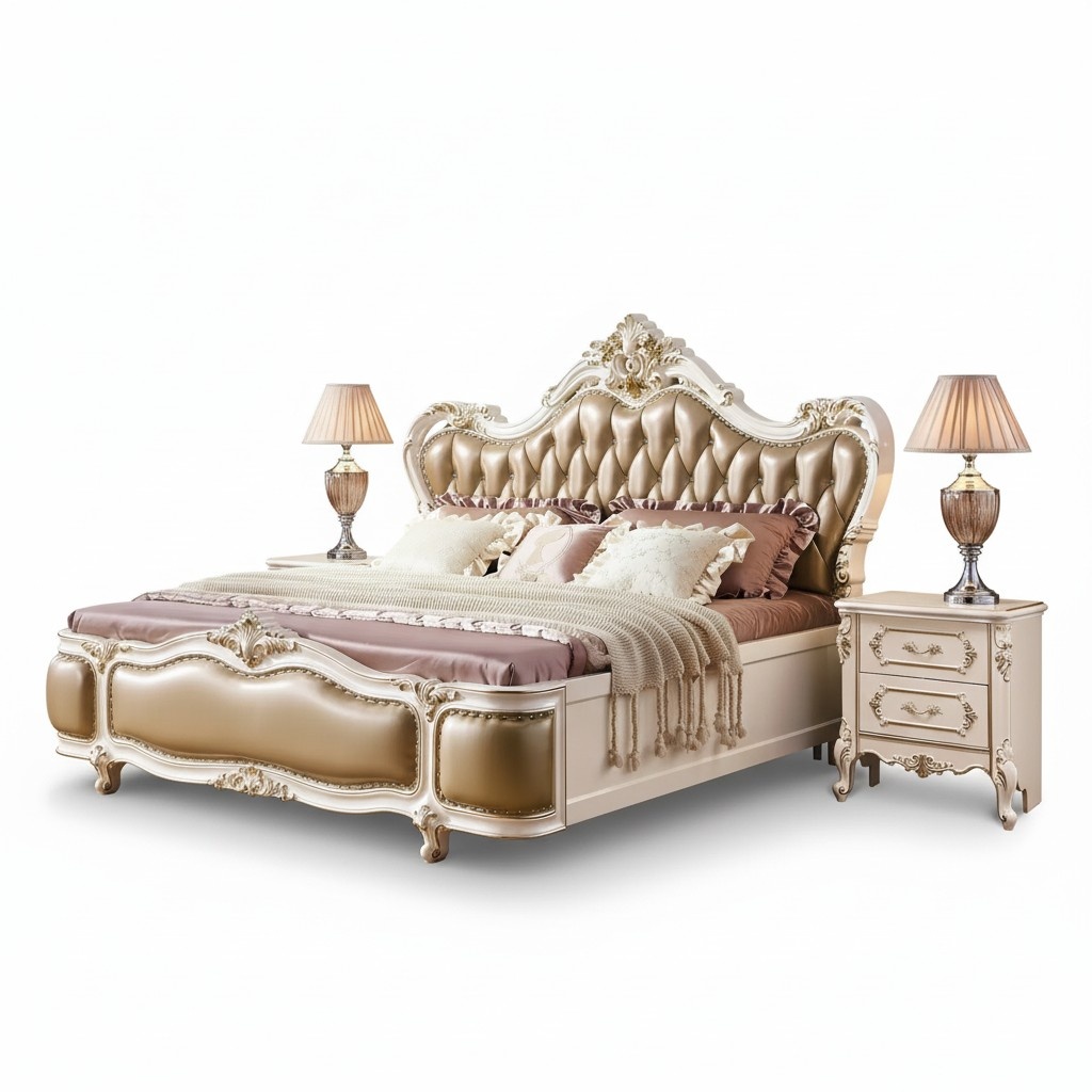 Klassischer Schlafzimmer Luxus Set 3tlg Bett + 2х Nachttische neu