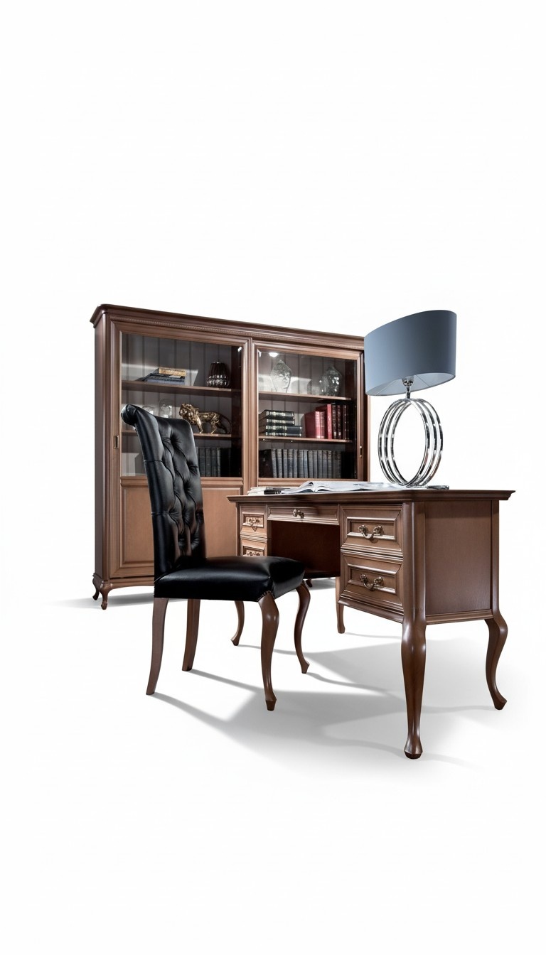 Klassischer Schreibtisch mit Sessel Luxus Büro Einrichtung Holz Möbel