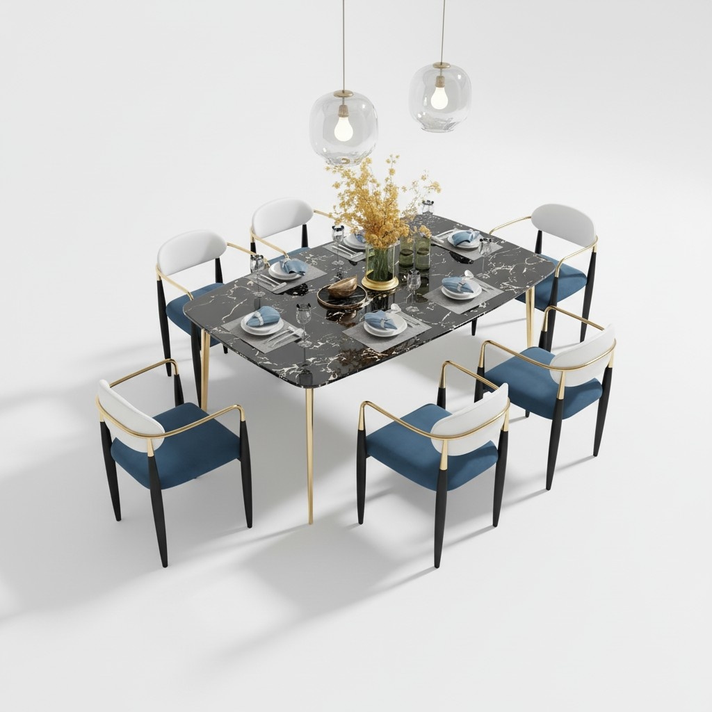 Klassischer Holz Tisch Esstisch Esszimmer Garnitur 6x Stuhl Set Stuehle Lehn Neu