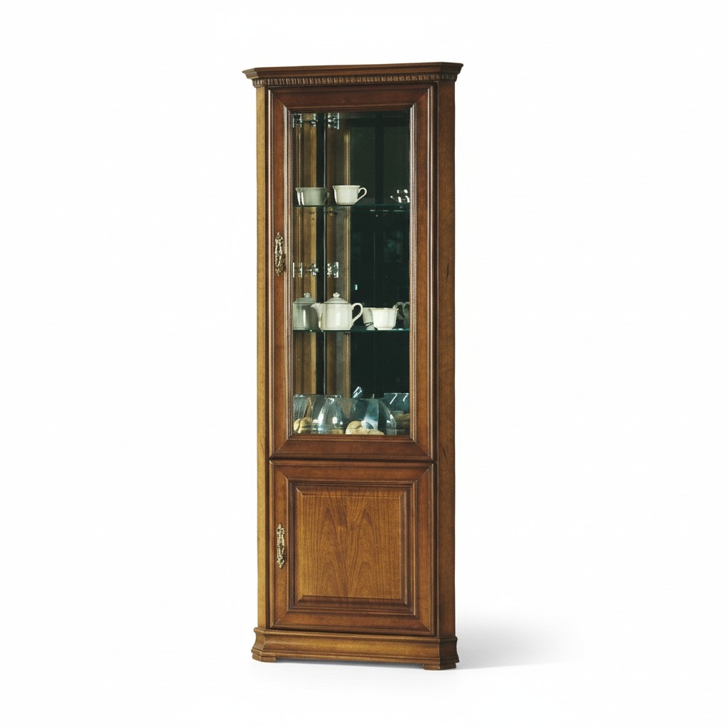 Klassischer Vitrine Vitrinenschrank Eckschrank Schrank Massiv Sammler Vitrinen