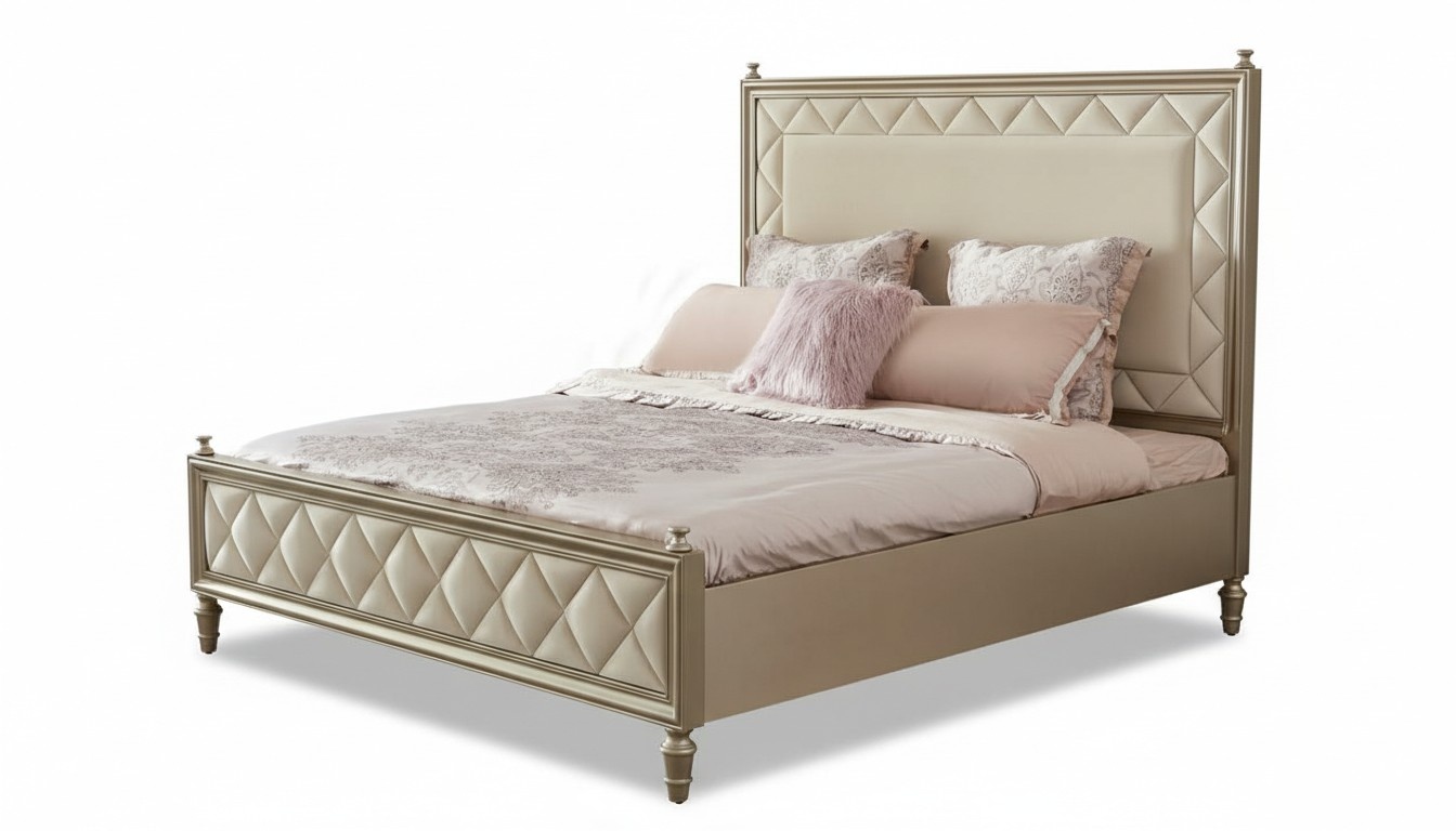 Klassisches Bett Doppelbett Desginer Leder Hotel Polster Betten Textil Ehe Neu