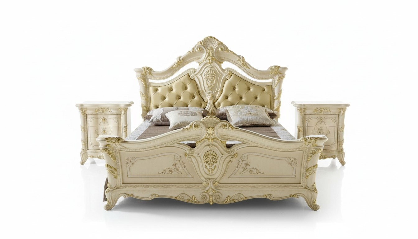 Klassisches Bett Luxus Chesterfield Holz Schlafzimmer Hotel Barock Möbel Betten