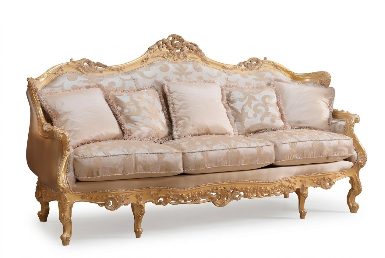 Klassisches Dreisitzer-Sofa, Sofapolsterung, braunes Sofa, Chesterfield, Möbel