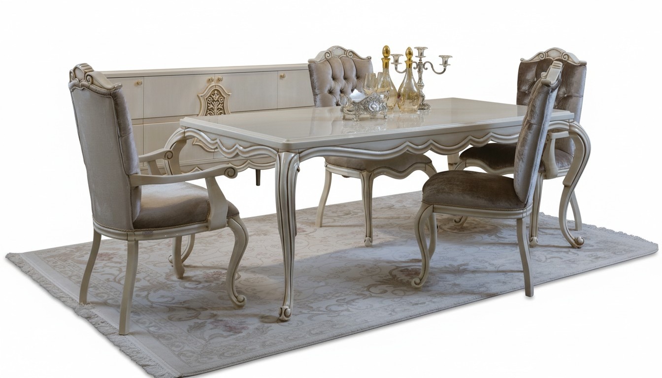 Klassisches Esstisch 4x Stühle Esszimmer Gruppe Tische Sitzgruppe 5tlg