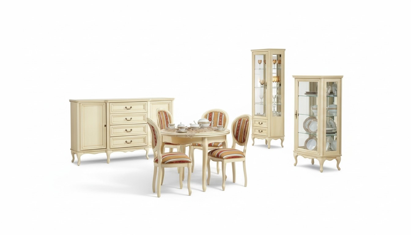 Klassisches Esszimmer Kommode Tisch Stühle Vitrine König Chippendale Wersal1