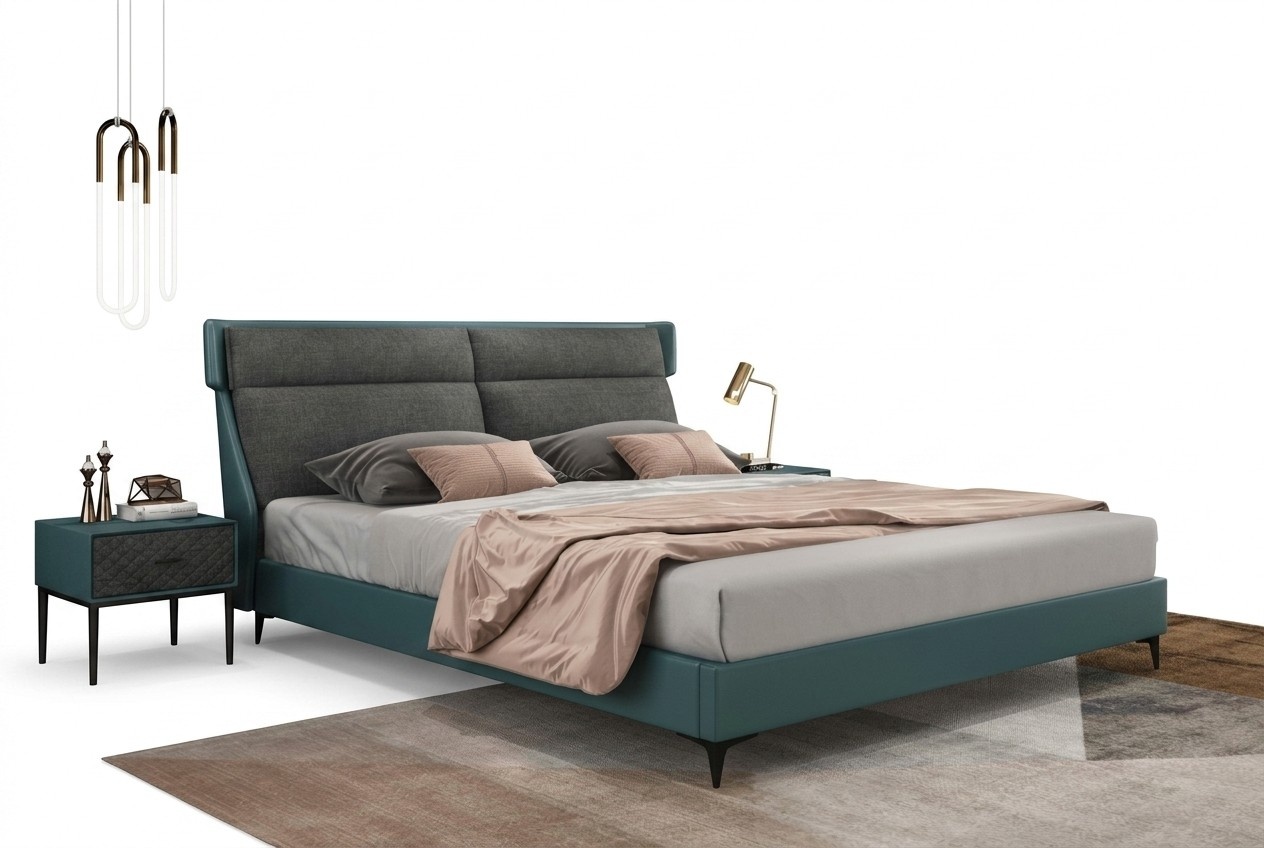 Klassisches Luxus Betten Leder Textil Hochwertiges Schlafzimmer Bett