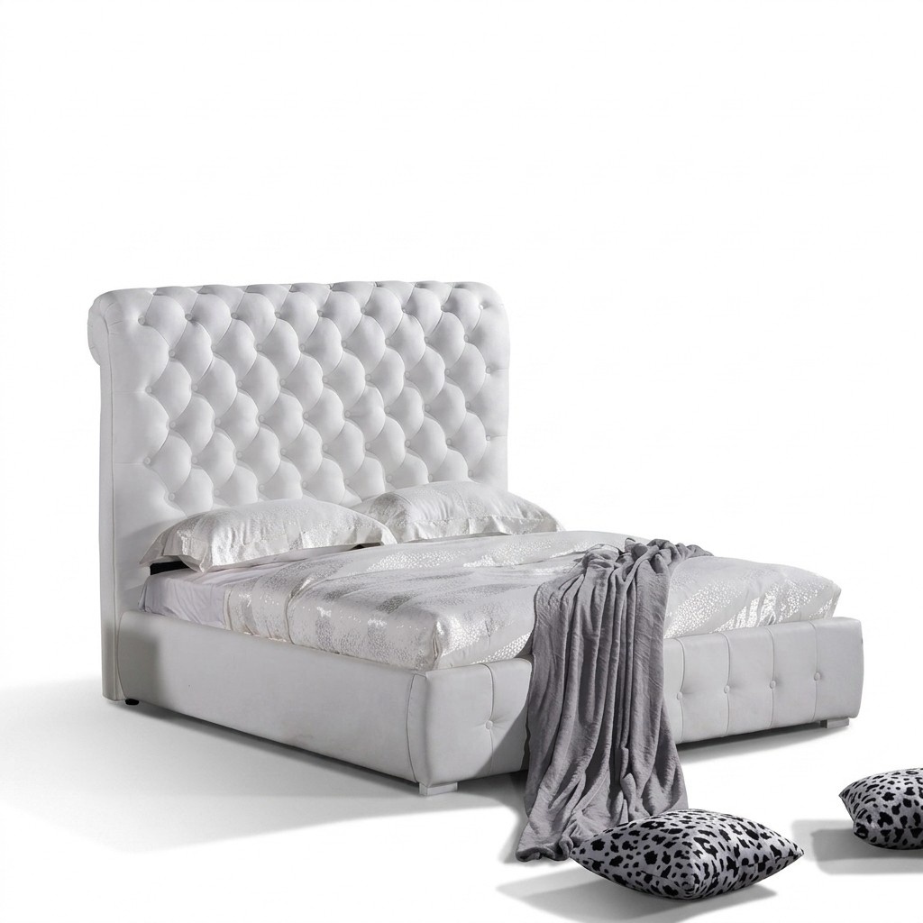Klassisches Schlafzimmer Bett 160x 200 cm Leder Textil Chesterfield Hotel