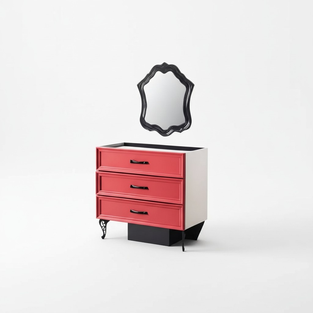 Klassisches Sideboard Kommode Schrank Kommoden Schlafzimmer Rot Holz