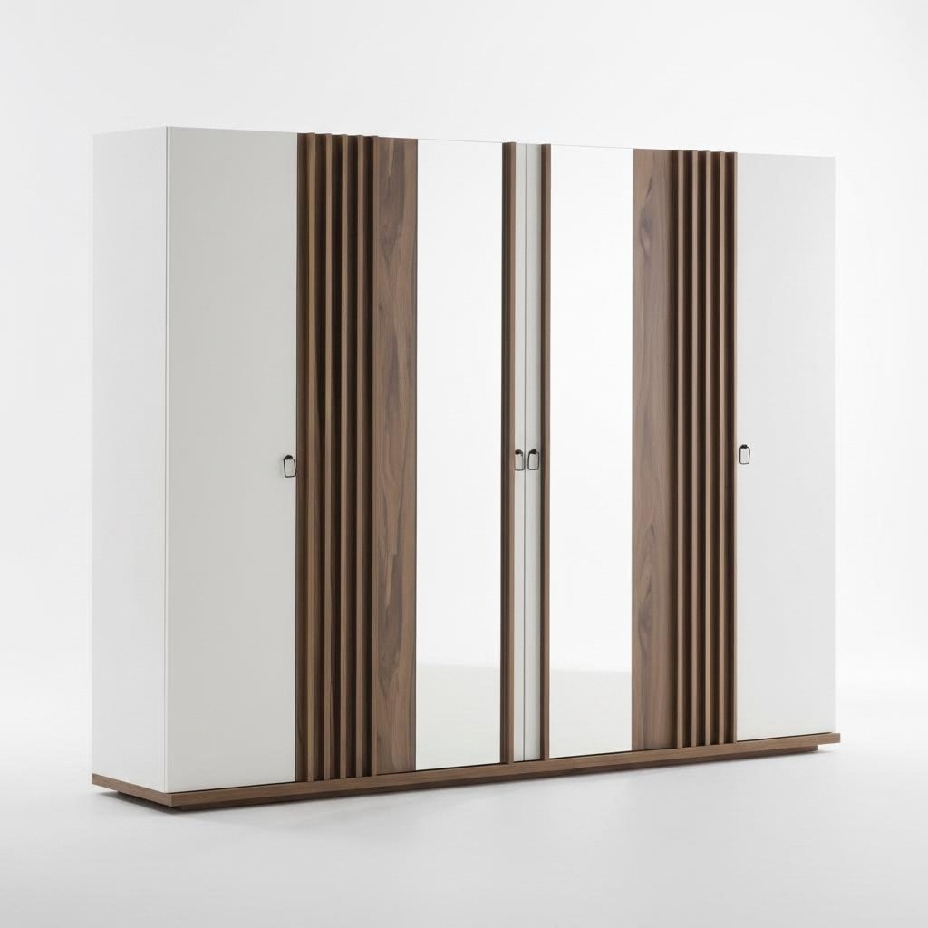 Kleiderschrank 6 türiger Schrank Schränke Schlafzimmer Möbel Spiegelschrank