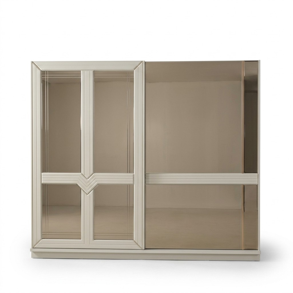 Kleiderschrank Holzschrank Schlafzimmerschrank Schrank Spiegel Weiß