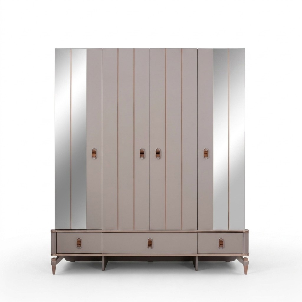 Kleiderschrank Kinderschrank Holzschrank Schrank Holz Beige Spiegel