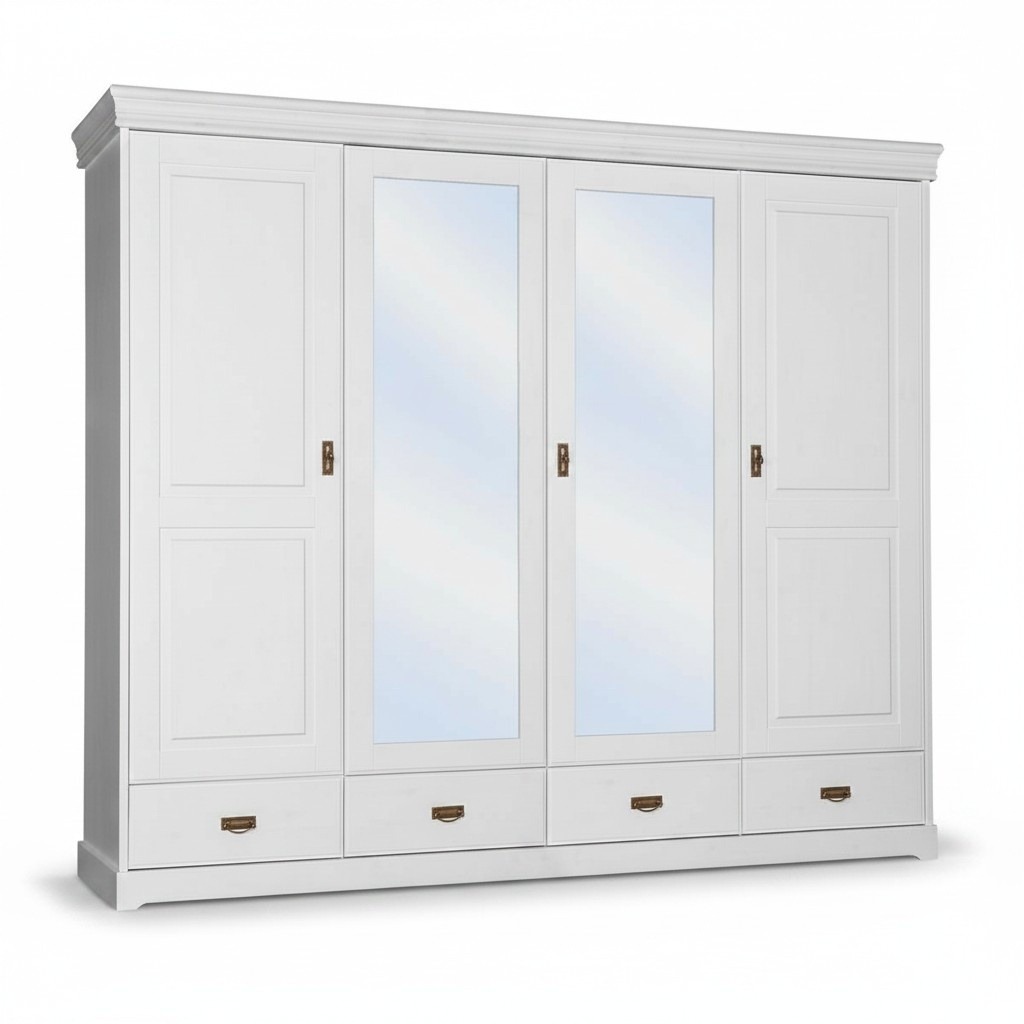 Kleiderschrank Landhaus Stil Regal Schrank Kleider Schränke Holz Möbel Weiss