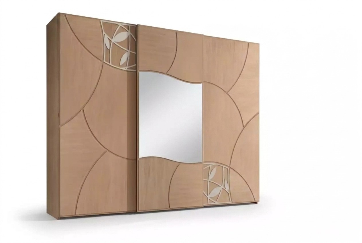Kleiderschrank Schiebetüren Schlafzimmer Schrank Wand Holz Spiegel Neu