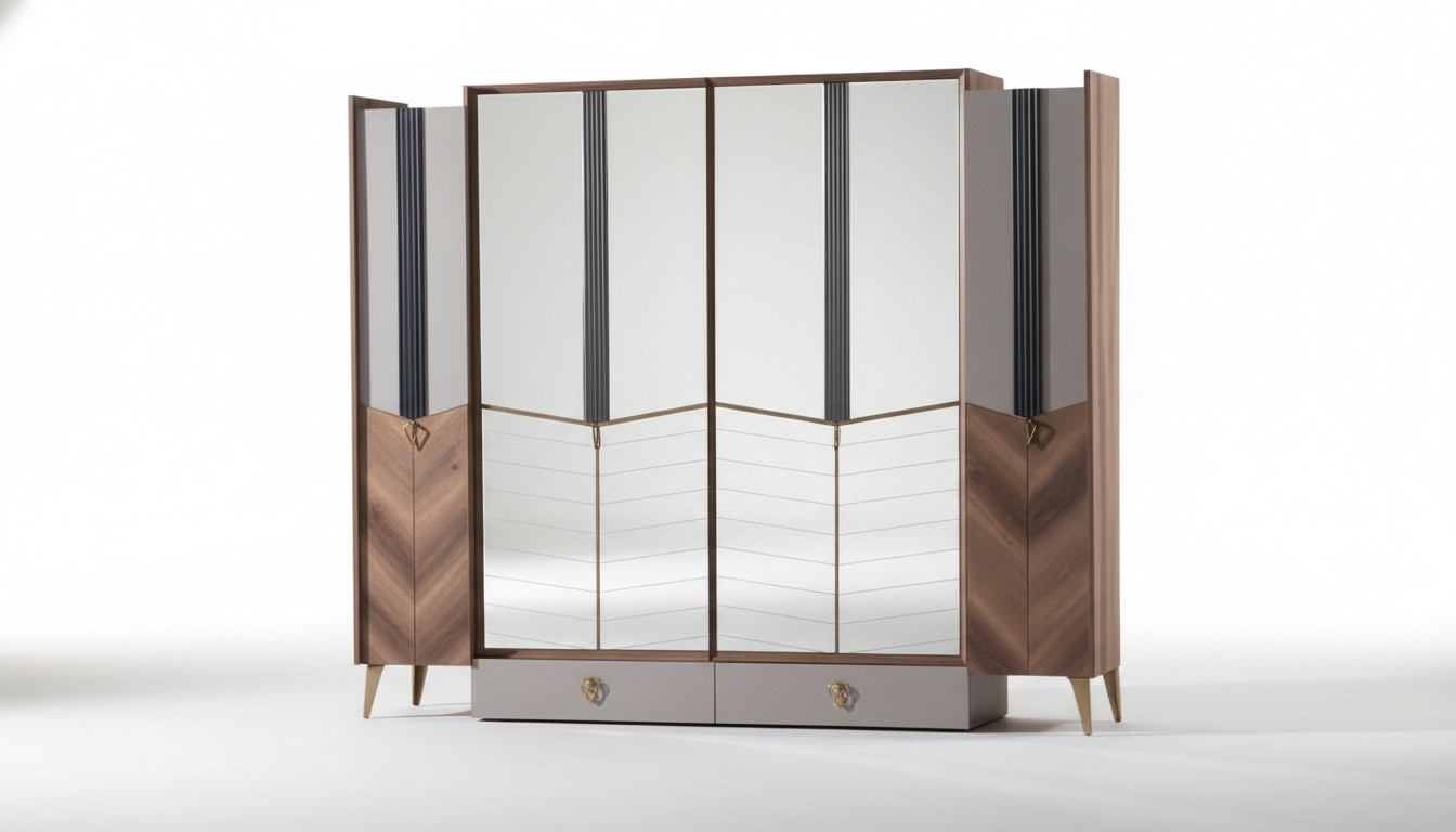 Kleiderschrank Schlafzimmer Moderne Möbel Braun Holz Luxus Design Hochwertige