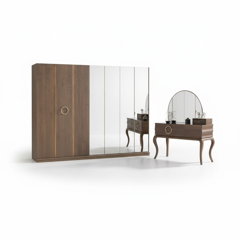 Kleiderschrank Schminktisch Garderobenschrank Verspiegelt Schlafzimmer Schrank