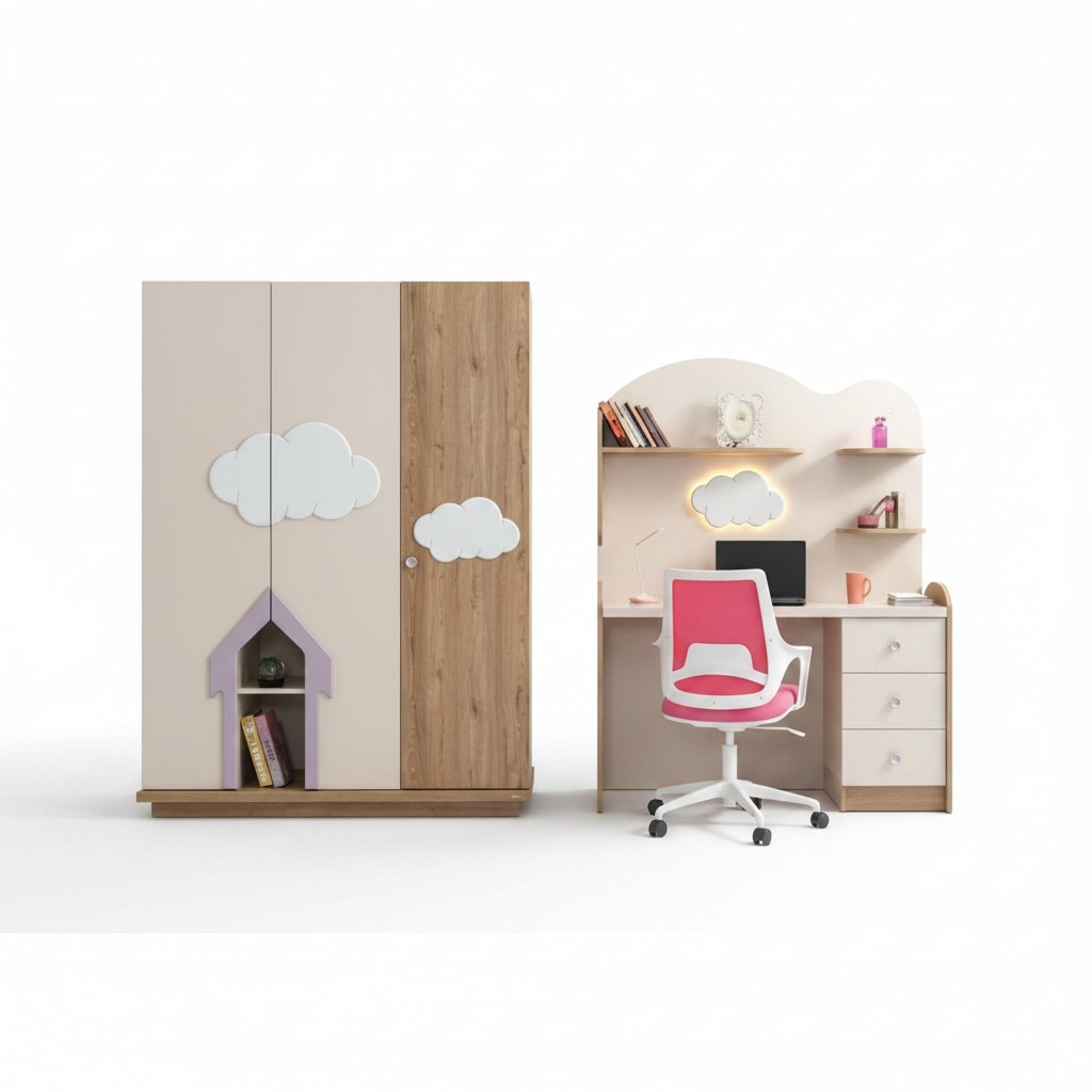 Kleiderschrank Schränke Holz Schrank Kinderzimmer Möbel Schreibtisch Rosa